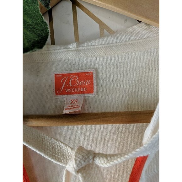 J Crew Women'sWeekend Tipped V-Neck Mariner Cotton Relaxed Hoodie Ivory Size XS - Picture 4 of 7